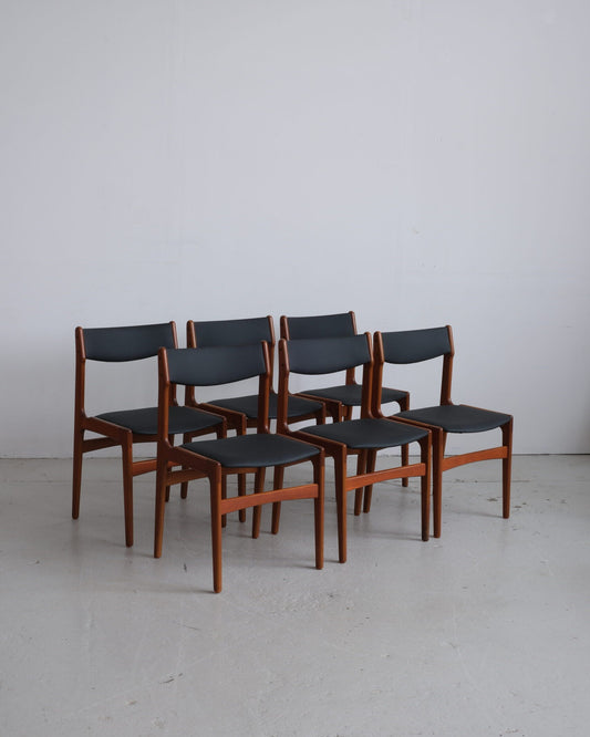 Danish teak dining table chairs, set of 6