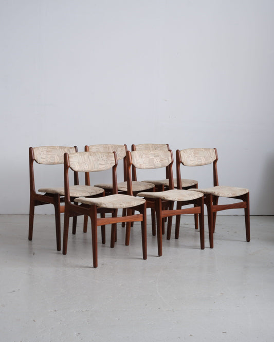 Teak dining table chairs, set of 6