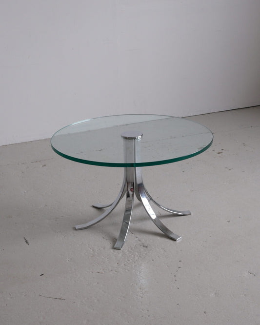 Coffee table glass, steel, chrome-plated (small chip)