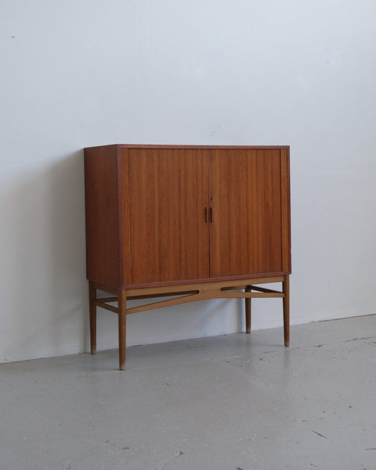 Danish teak cabinet with tambour doors