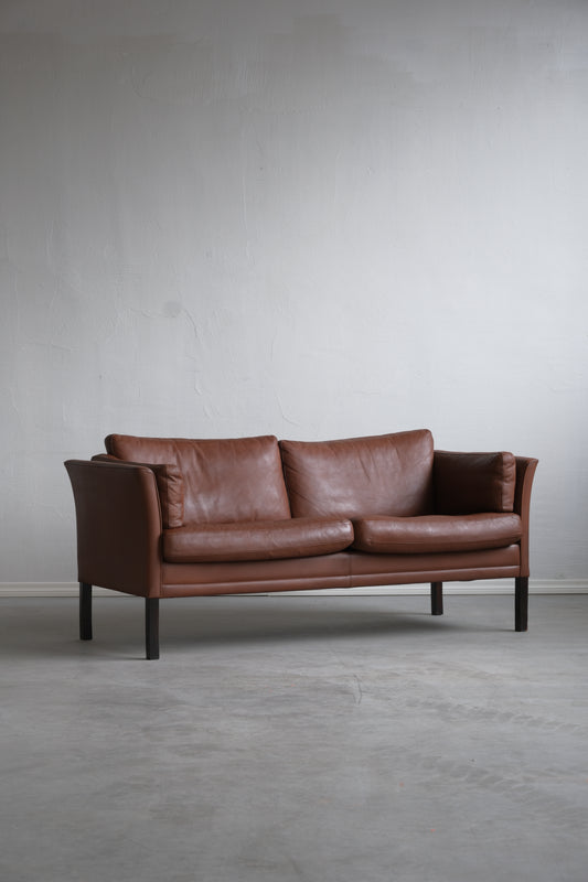 Mogens Hansen. Three-person sofa, brown leather