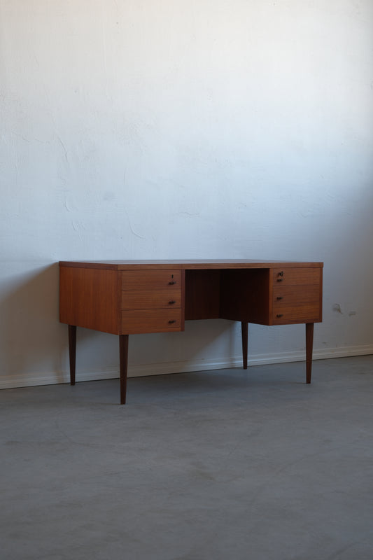 Danish teak desk with brass handles