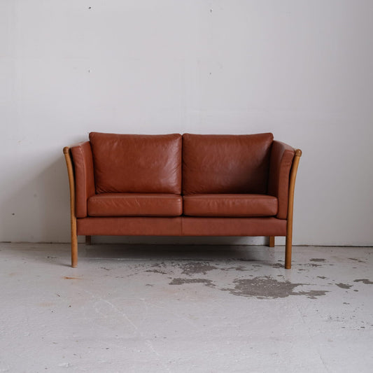 *RESERVED* Danish Cognac 2-seat Sofa