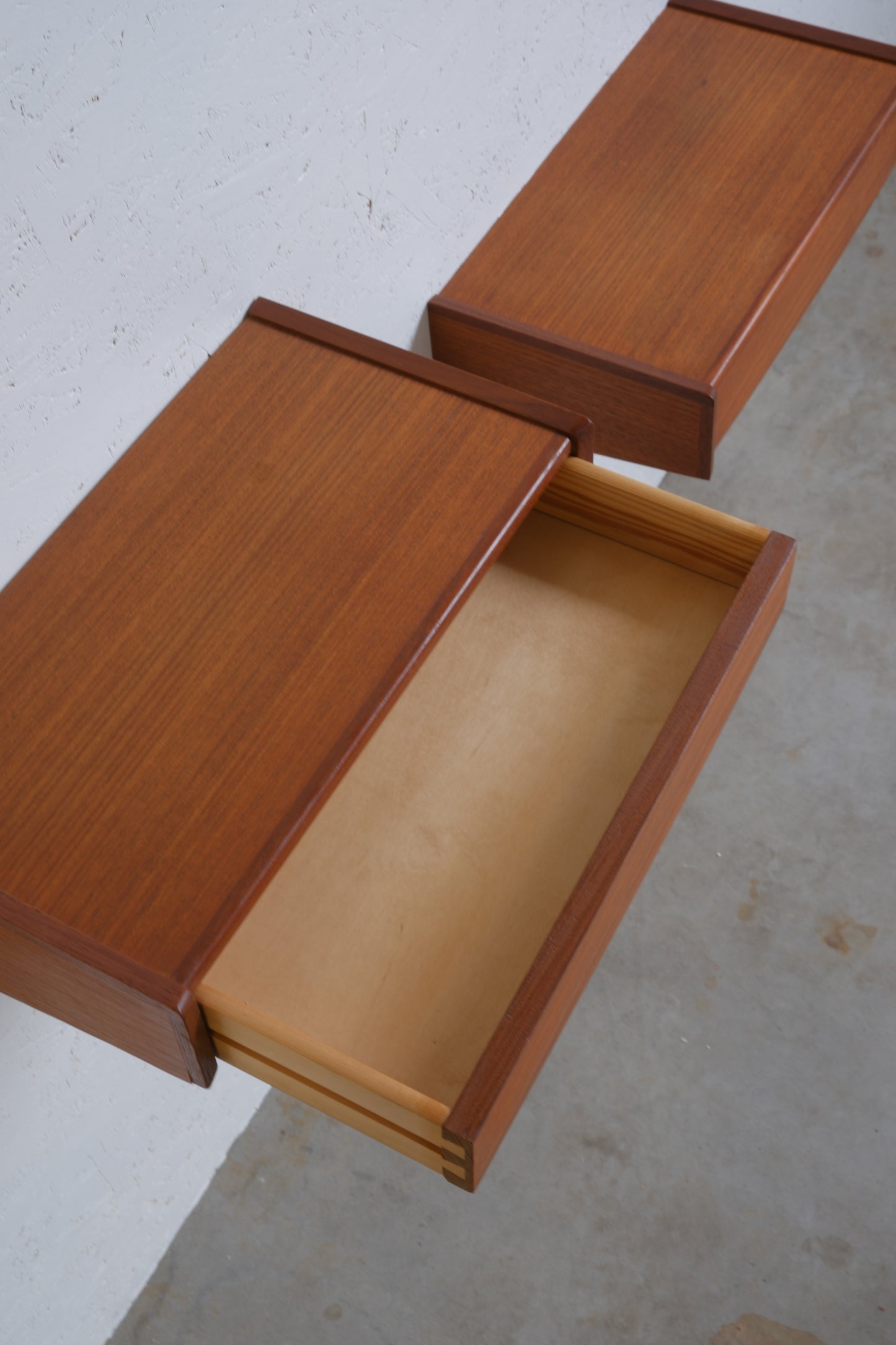 Floating teak nightstands (pair)