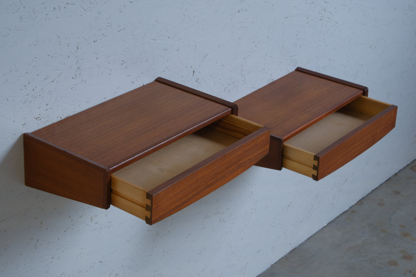 Floating teak nightstands (pair)