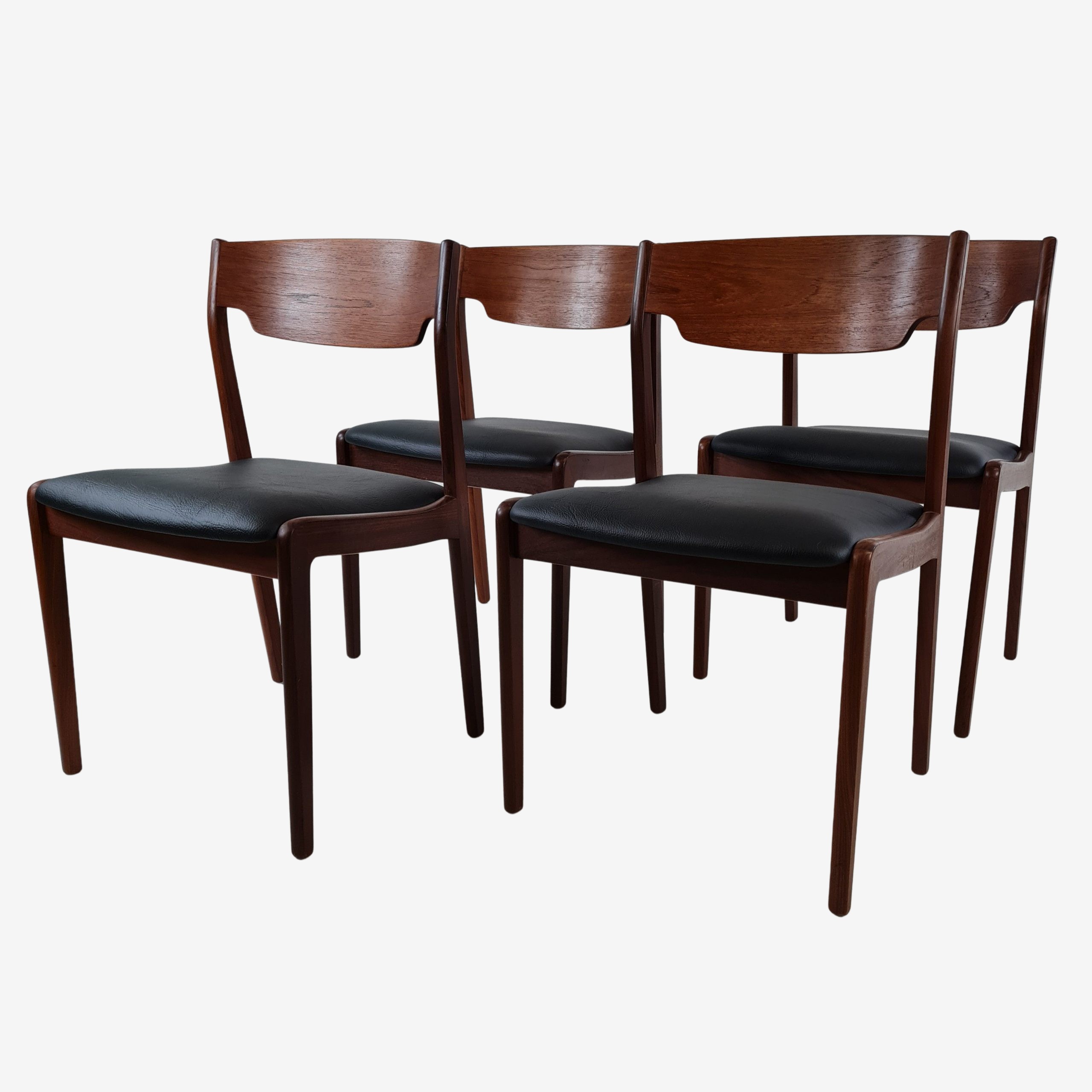 Dining table chairs | Teak & artificial leather