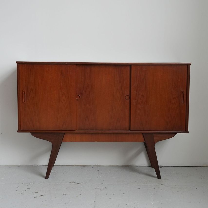 Sideboard of teak, front with sliding doors, about 1960s
