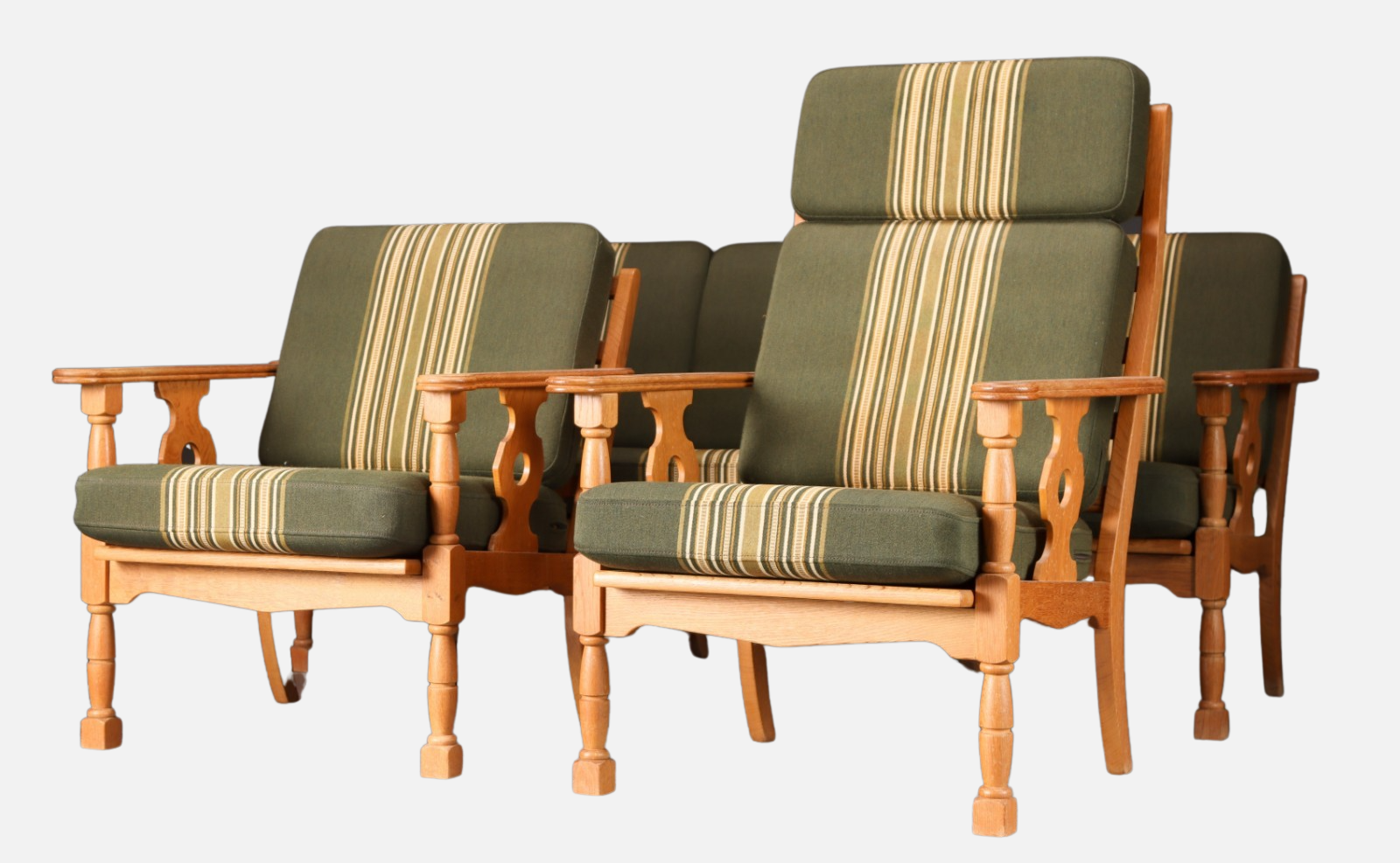 Danish Three-person sofa and two armchairs – Henry Kjærnulf style